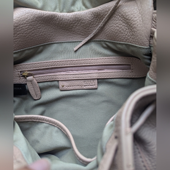 G.I.L.I Leather Fringe Crossbody/Shoulder/ Backpack Beige With Pink Undertone - Picture 7 of 15